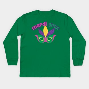 Cute Mardi Gras Parade Mask Kids Long Sleeve T-Shirt